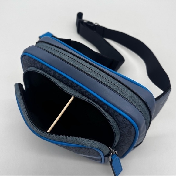 Michael Kors Cooper Double Zip Signature Belt Bag Blue - Picture 9 of 11